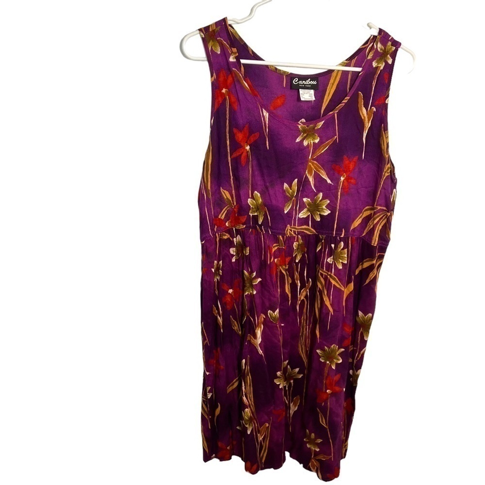 Vintage Caribou Sleeveless Dress Purple Floral - Picture 2 of 10